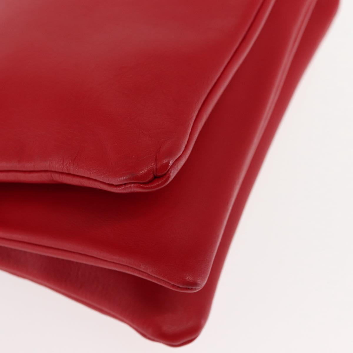 CELINE Trio large Shoulder Bag Leather Red Gold Auth hk3112