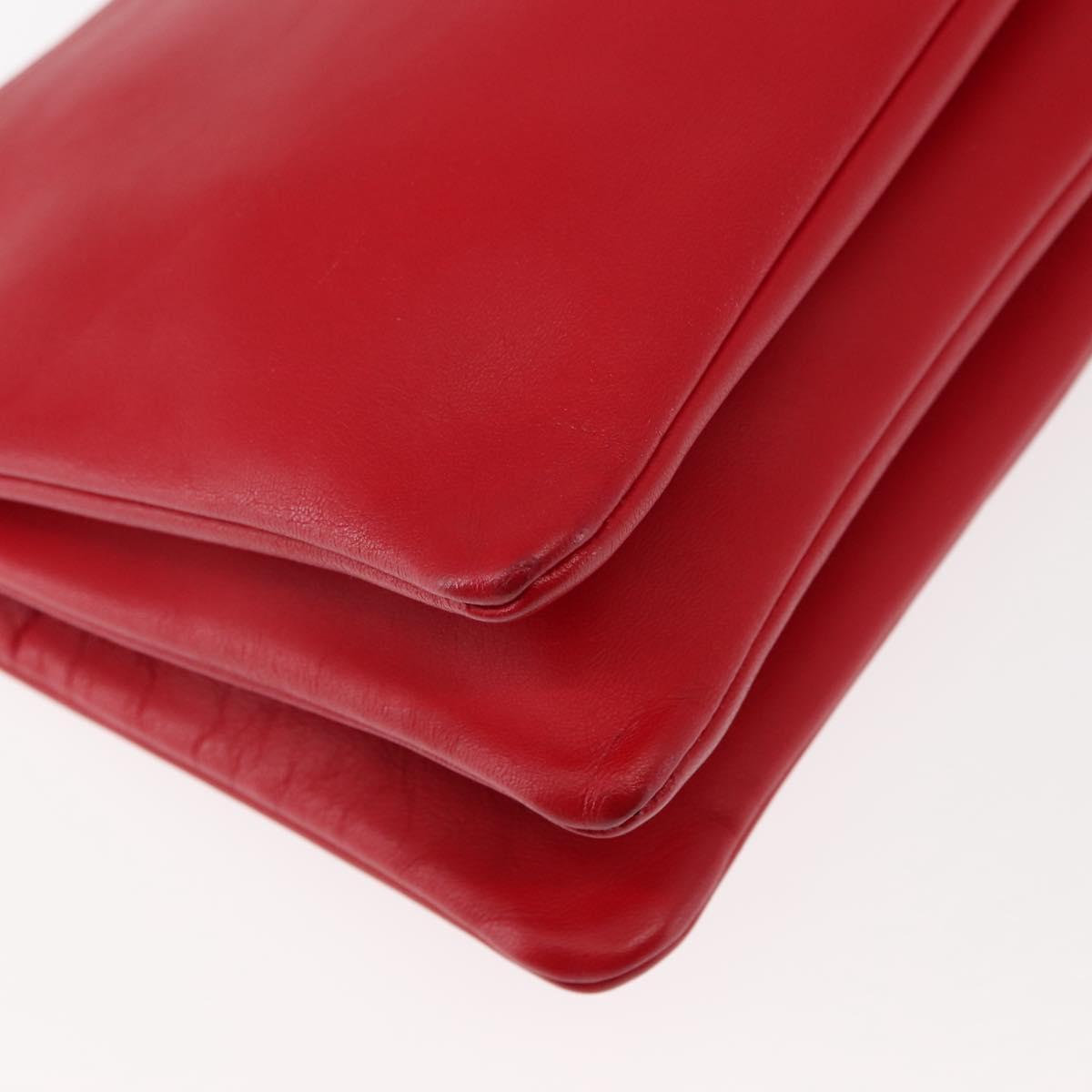 CELINE Trio large Shoulder Bag Leather Red Gold Auth hk3112