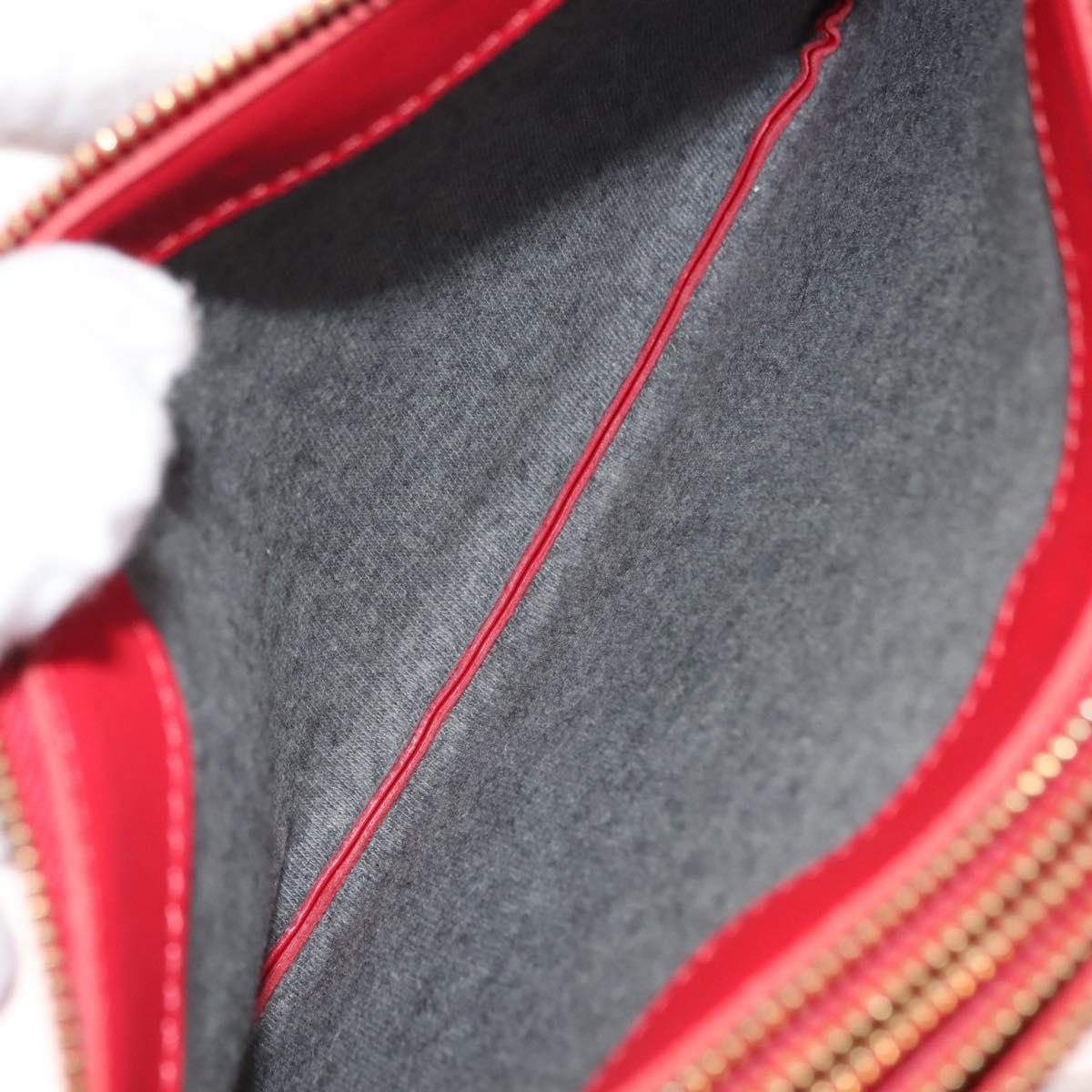 CELINE Trio large Shoulder Bag Leather Red Gold Auth hk3112