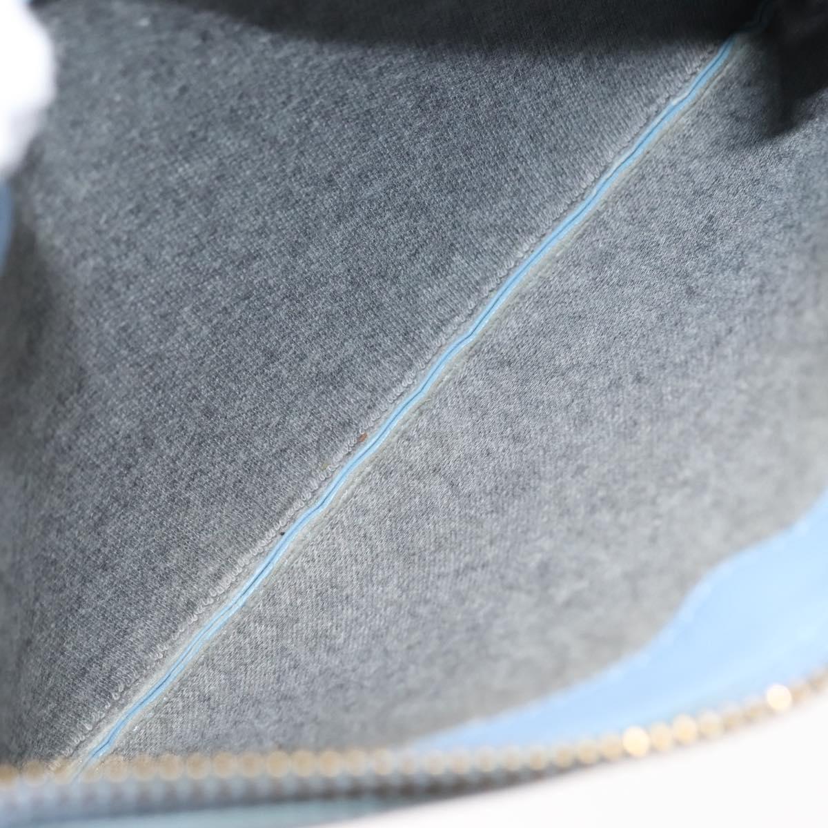 CELINE Trios Mall Shoulder Bag Leather Blue Gold Auth hk3113