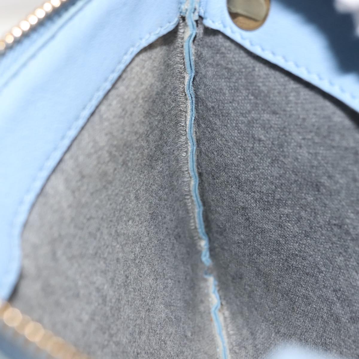 CELINE Trios Mall Shoulder Bag Leather Blue Gold Auth hk3113