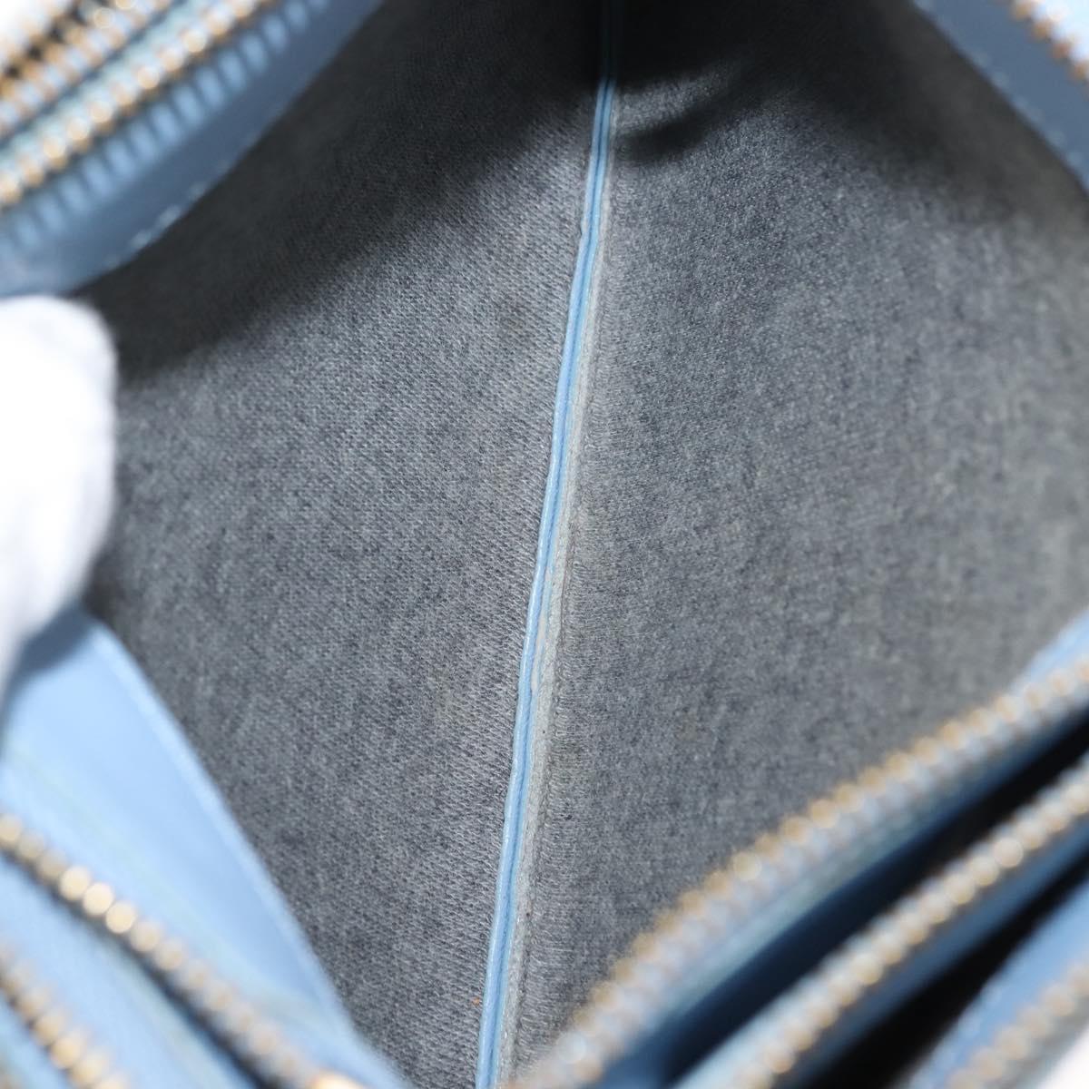 CELINE Trios Mall Shoulder Bag Leather Blue Gold Auth hk3113