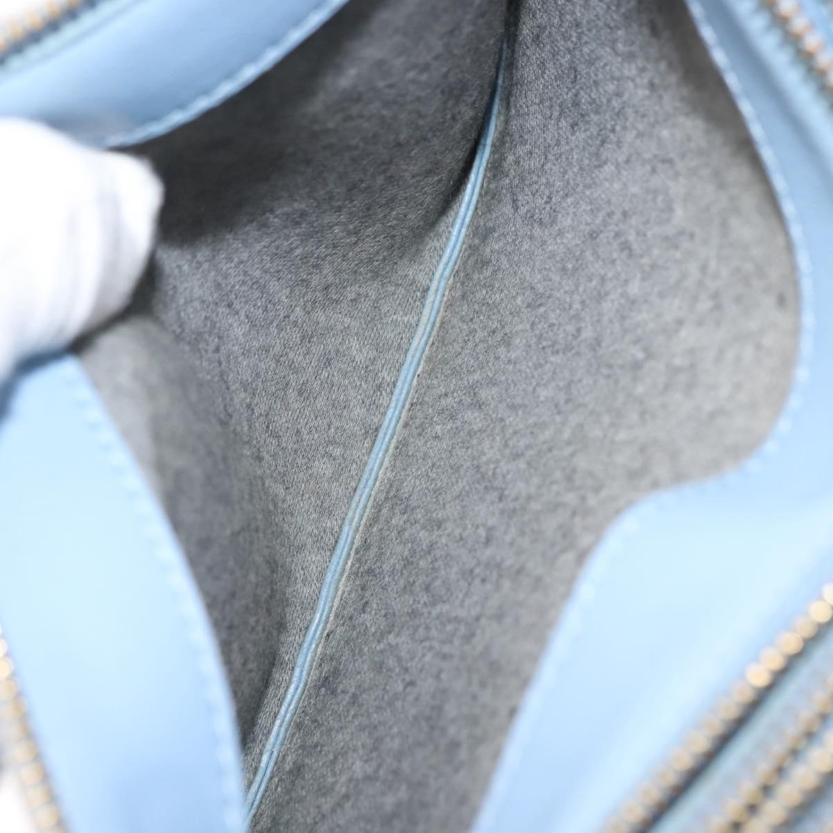 CELINE Trios Mall Shoulder Bag Leather Blue Gold Auth hk3113