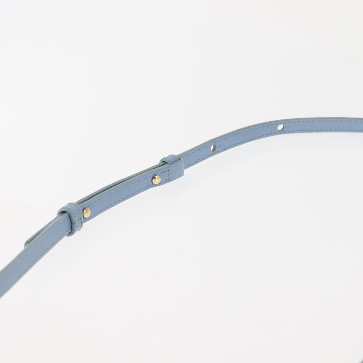 CELINE Trios Mall Shoulder Bag Leather Blue Gold Auth hk3113