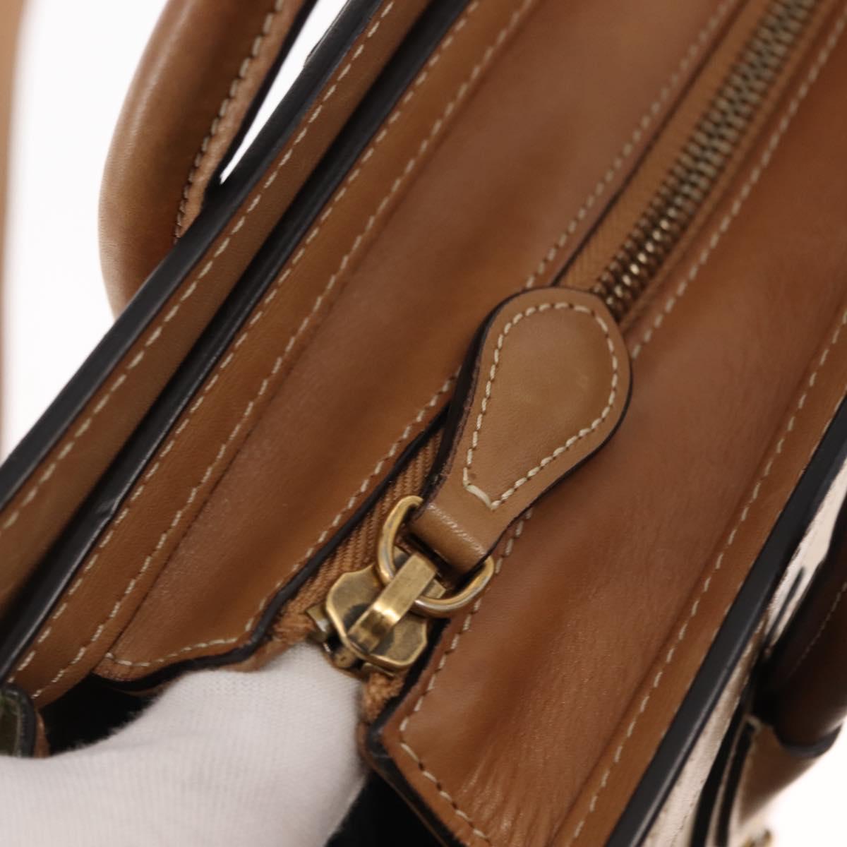 CELINE Luggage Nano Hand Bag Leather 2way Beige Auth hk3114