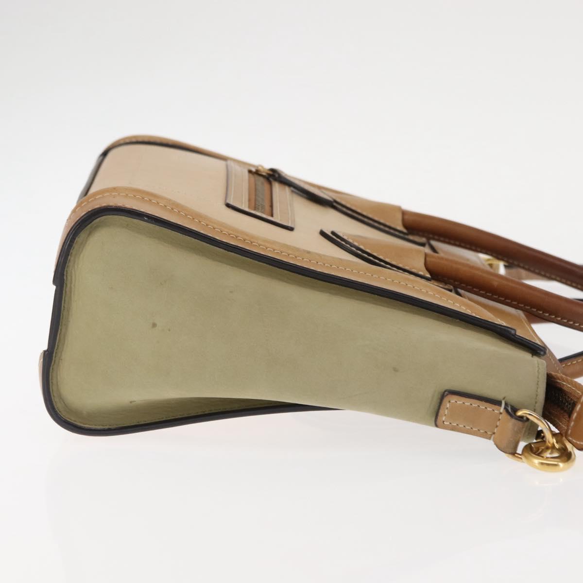 CELINE Luggage Nano Hand Bag Leather 2way Beige Auth hk3114