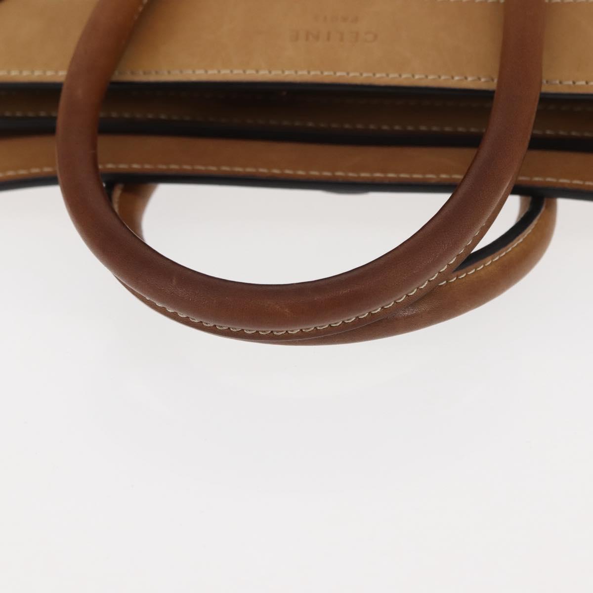 CELINE Luggage Nano Hand Bag Leather 2way Beige Auth hk3114