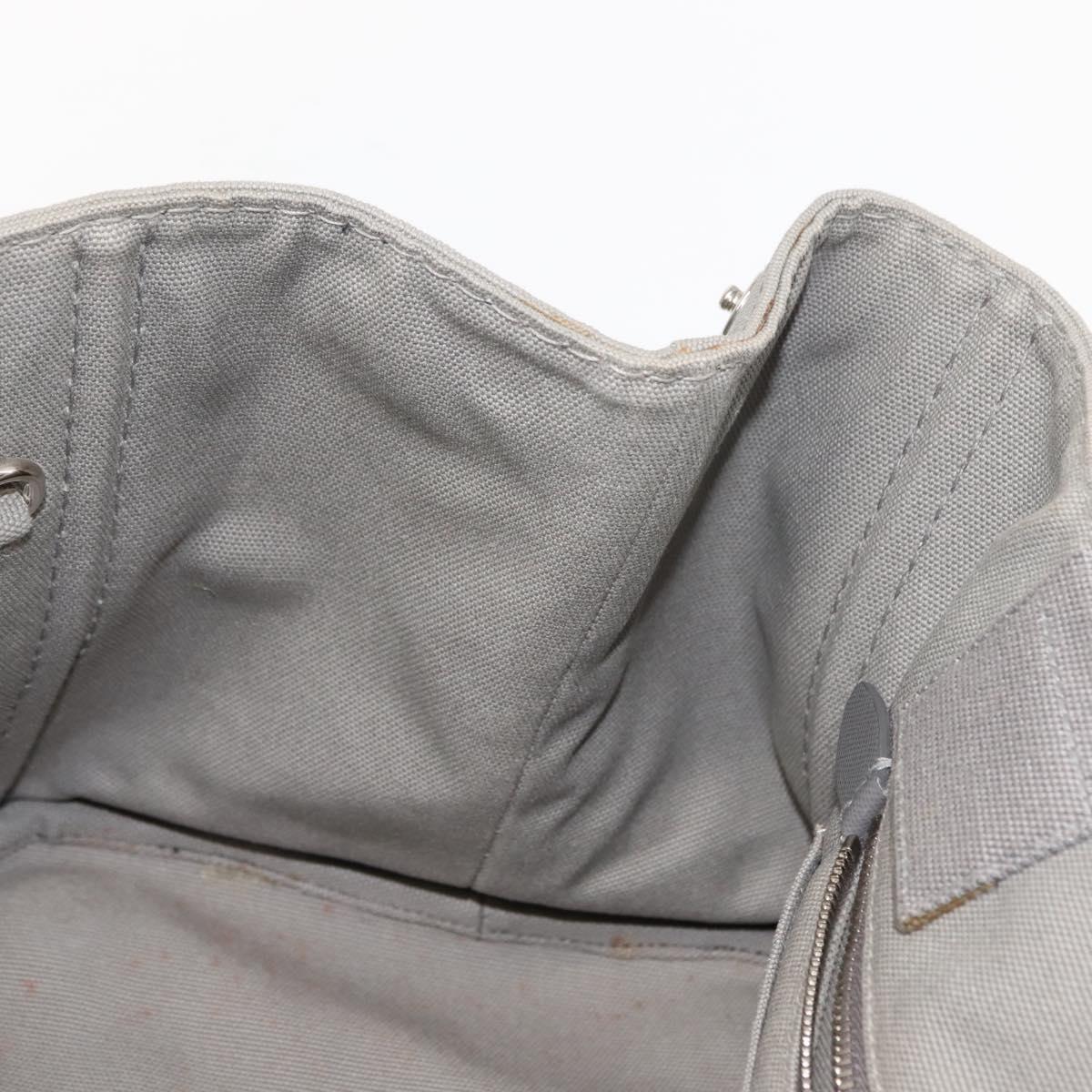 PRADA Canapa MM Hand Bag Canvas Gray Silver Auth hk3116