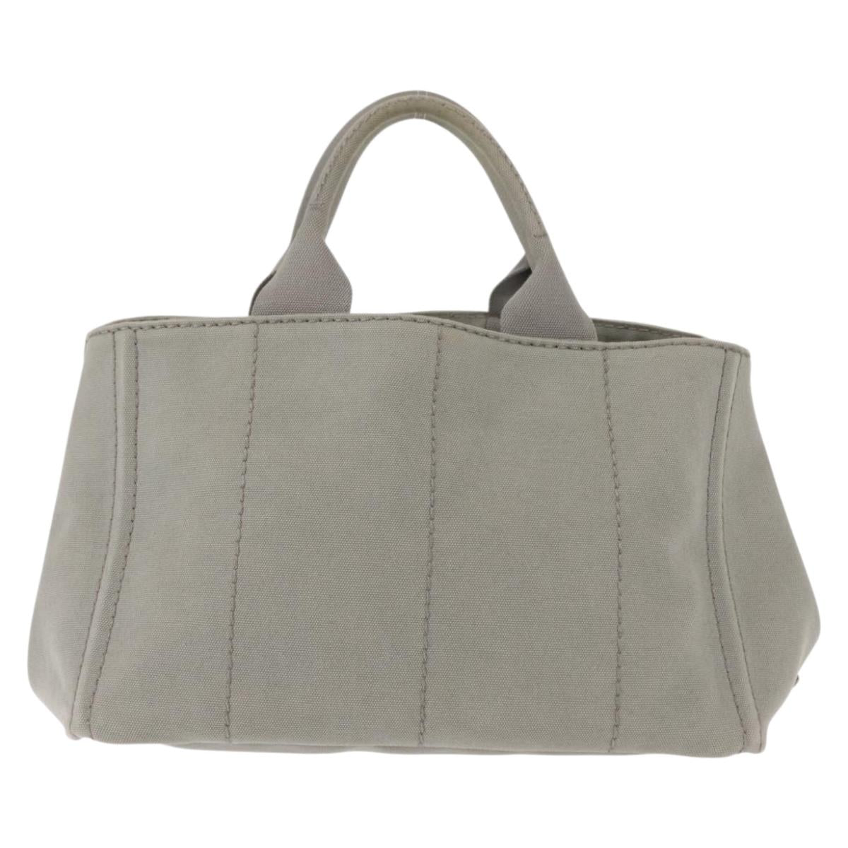 PRADA Canapa MM Hand Bag Canvas Gray Silver Auth hk3116
