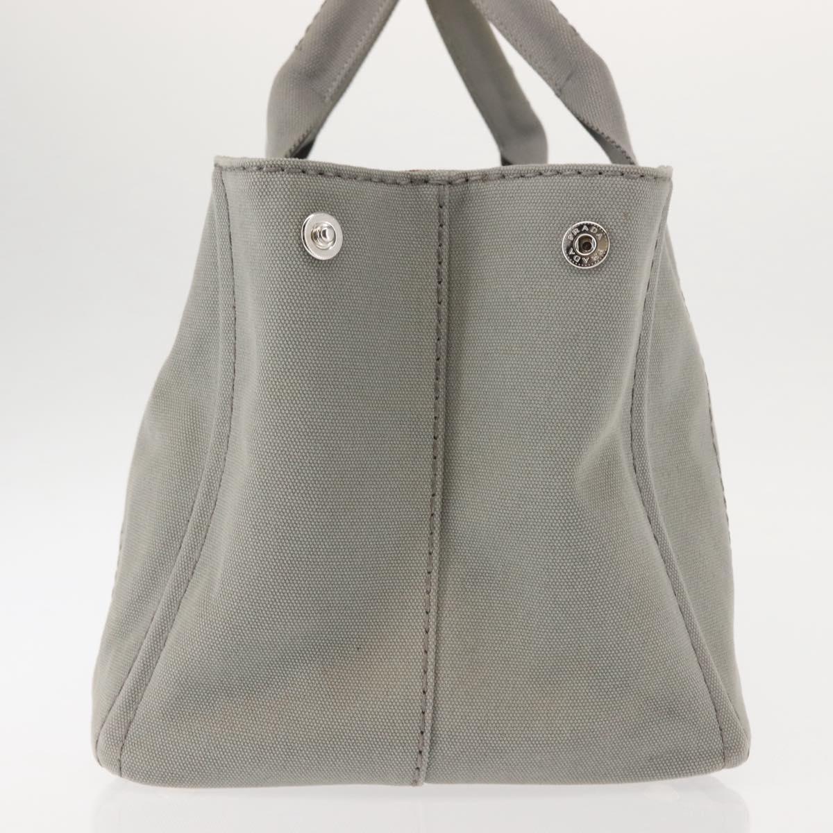 PRADA Canapa MM Hand Bag Canvas Gray Silver Auth hk3116