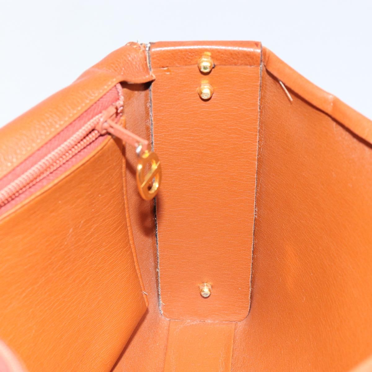 Christian Dior Shoulder Bag Leather Brown Gold Auth hk3117