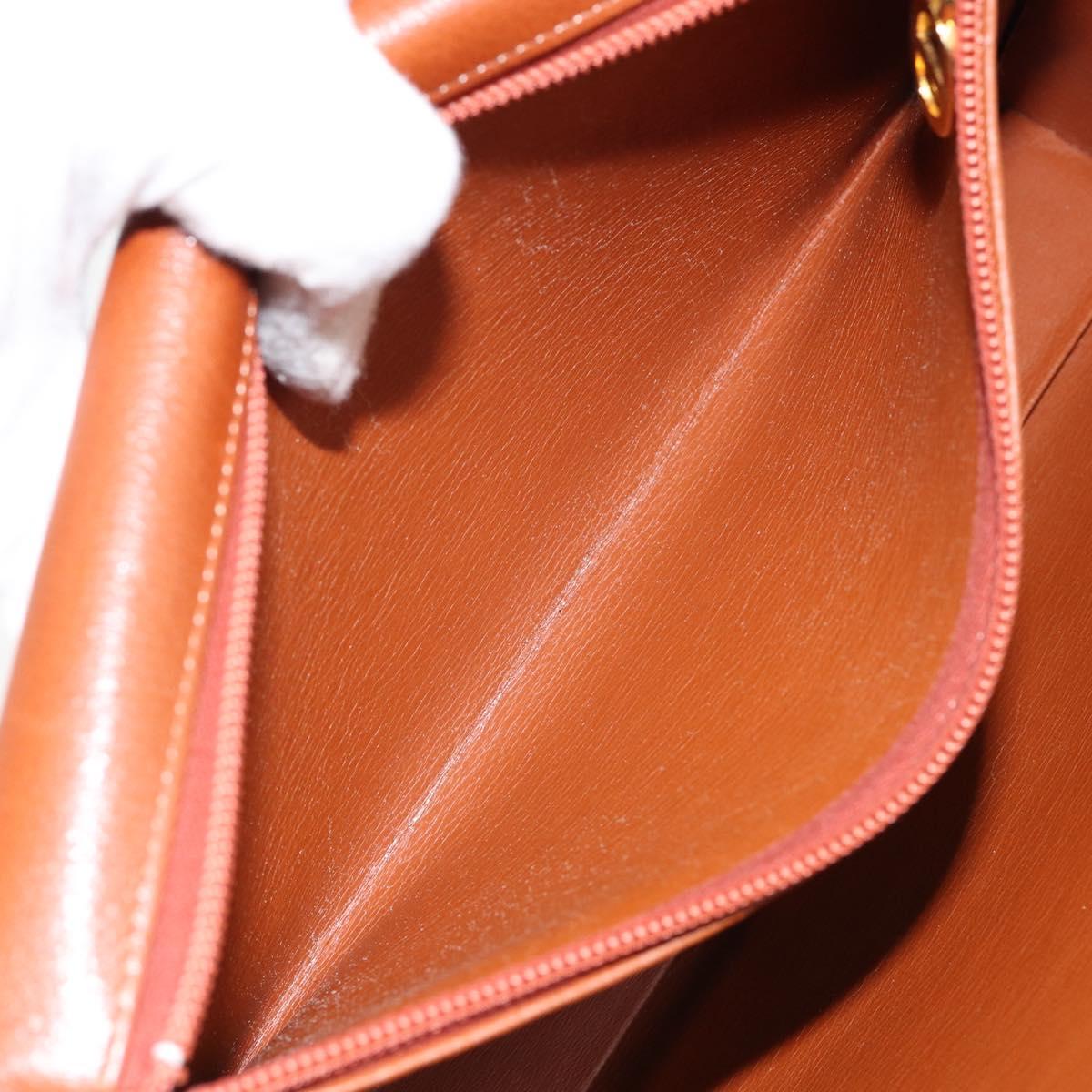 Christian Dior Shoulder Bag Leather Brown Gold Auth hk3117