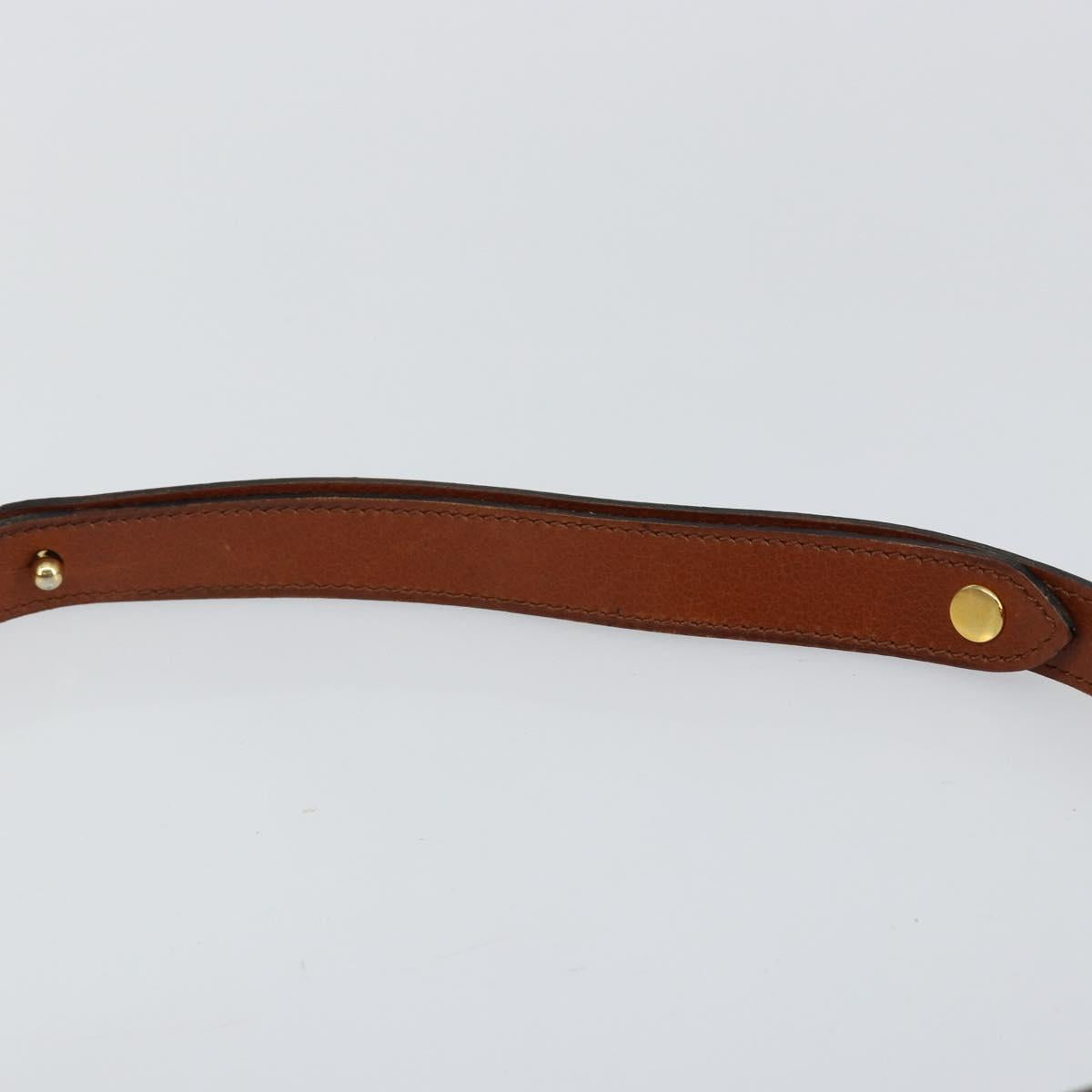 Christian Dior Shoulder Bag Leather Brown Gold Auth hk3117