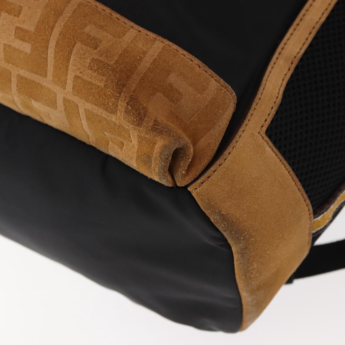 FENDI Zucca Canvas Backpack Black Silver Auth hk3119