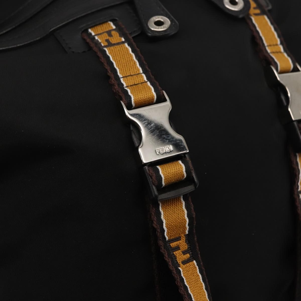 FENDI Zucca Canvas Backpack Black Silver Auth hk3119