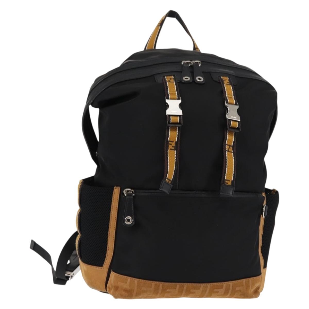 FENDI Zucca Canvas Backpack Black Silver Auth hk3119