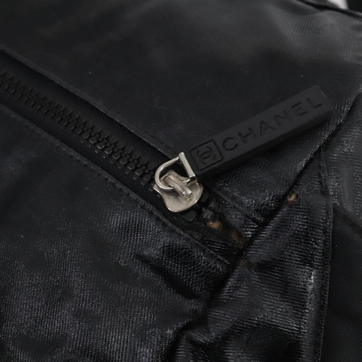 CHANEL Sports Boston Bag PVC Canvas Black Silver CC Auth hk3120