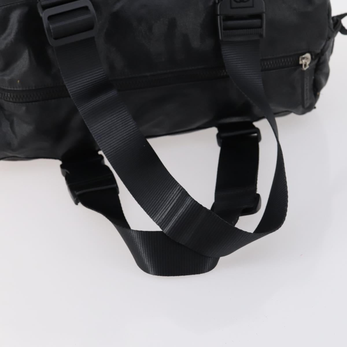 CHANEL Sports Boston Bag PVC Canvas Black Silver CC Auth hk3120