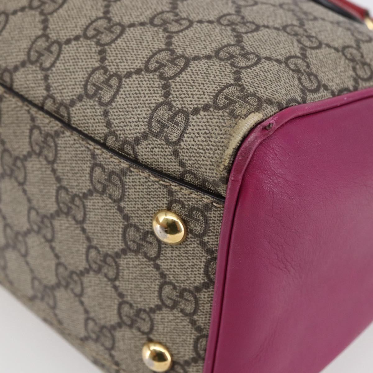 GUCCI GG Supreme Boston Bag PVC Leather 2way Beige Pink Red Auth hk3121