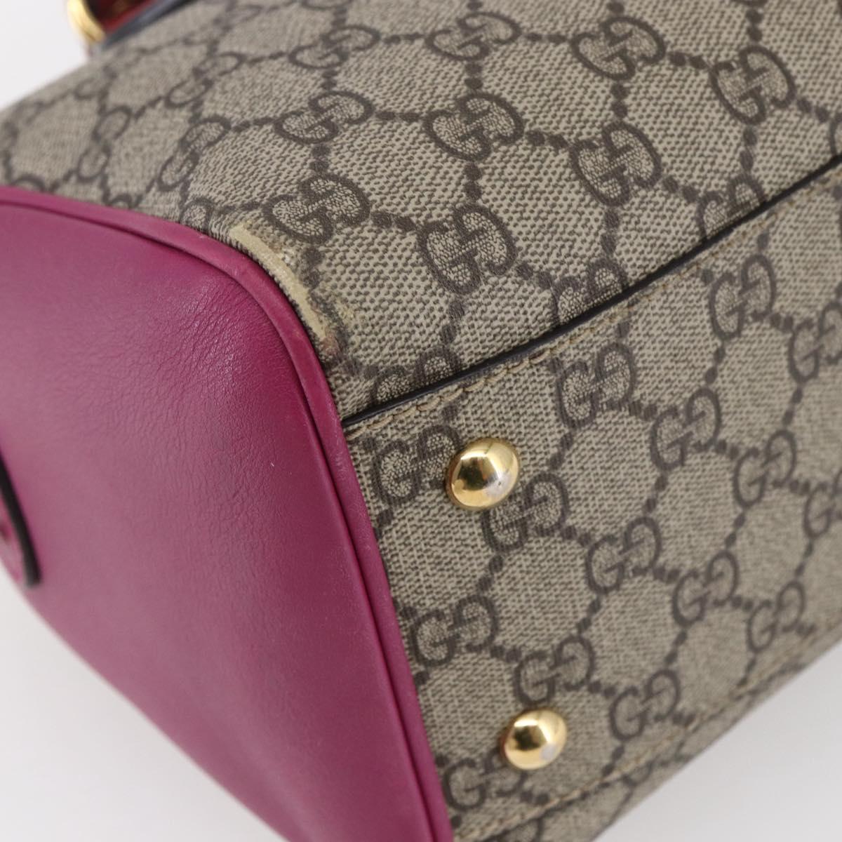 GUCCI GG Supreme Boston Bag PVC Leather 2way Beige Pink Red Auth hk3121