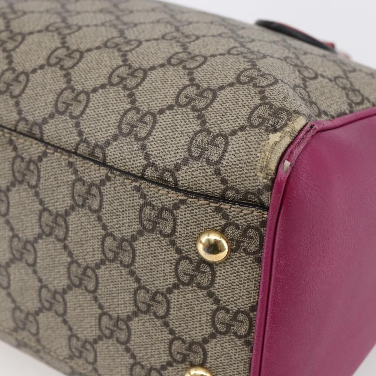 GUCCI GG Supreme Boston Bag PVC Leather 2way Beige Pink Red Auth hk3121