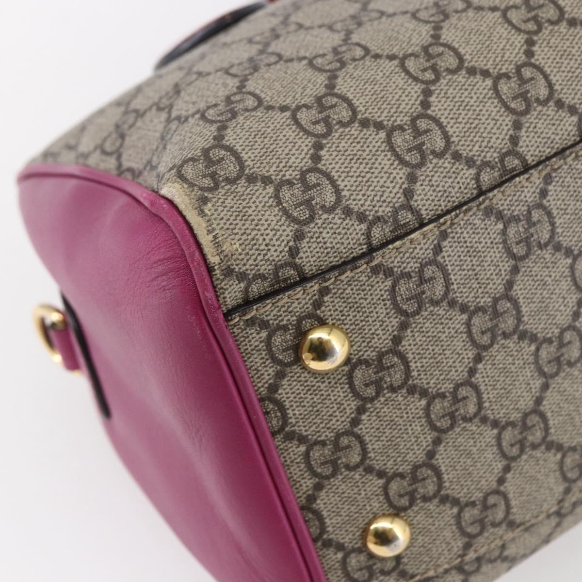 GUCCI GG Supreme Boston Bag PVC Leather 2way Beige Pink Red Auth hk3121