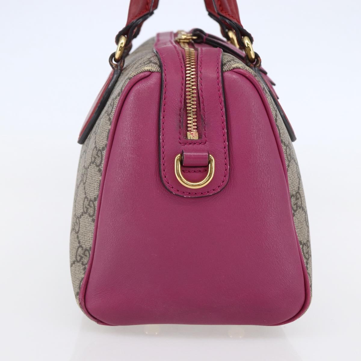 GUCCI GG Supreme Boston Bag PVC Leather 2way Beige Pink Red Auth hk3121