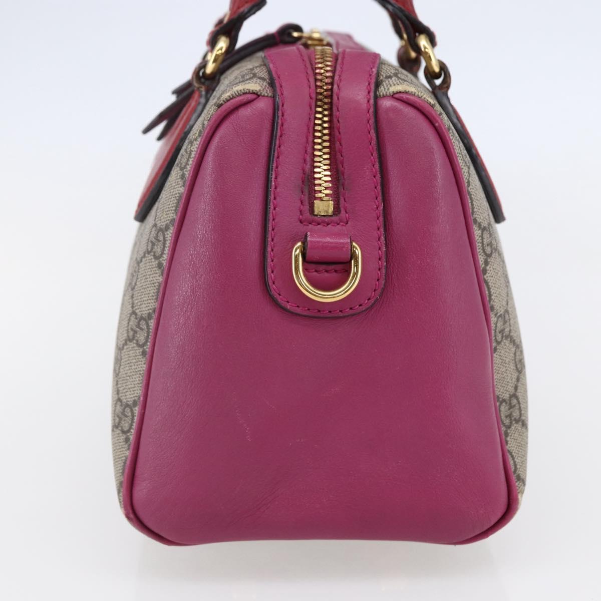 GUCCI GG Supreme Boston Bag PVC Leather 2way Beige Pink Red Auth hk3121