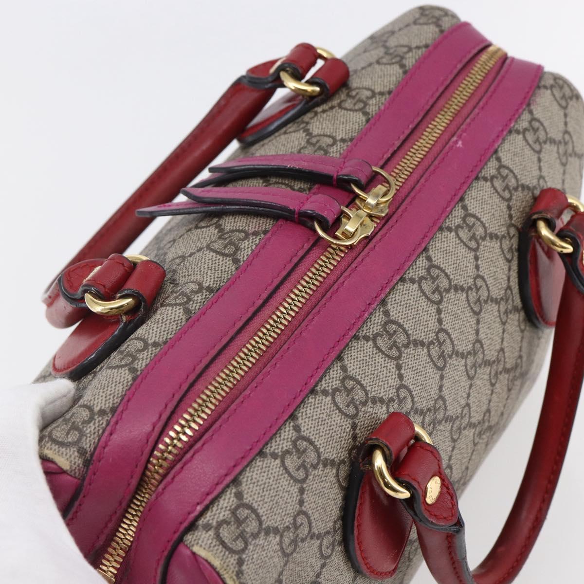GUCCI GG Supreme Boston Bag PVC Leather 2way Beige Pink Red Auth hk3121
