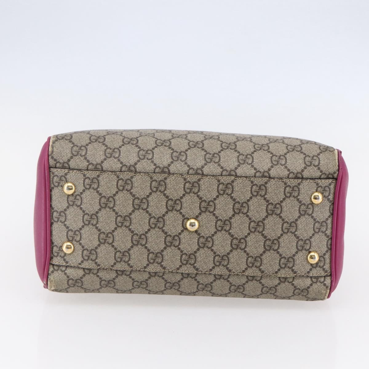 GUCCI GG Supreme Boston Bag PVC Leather 2way Beige Pink Red Auth hk3121