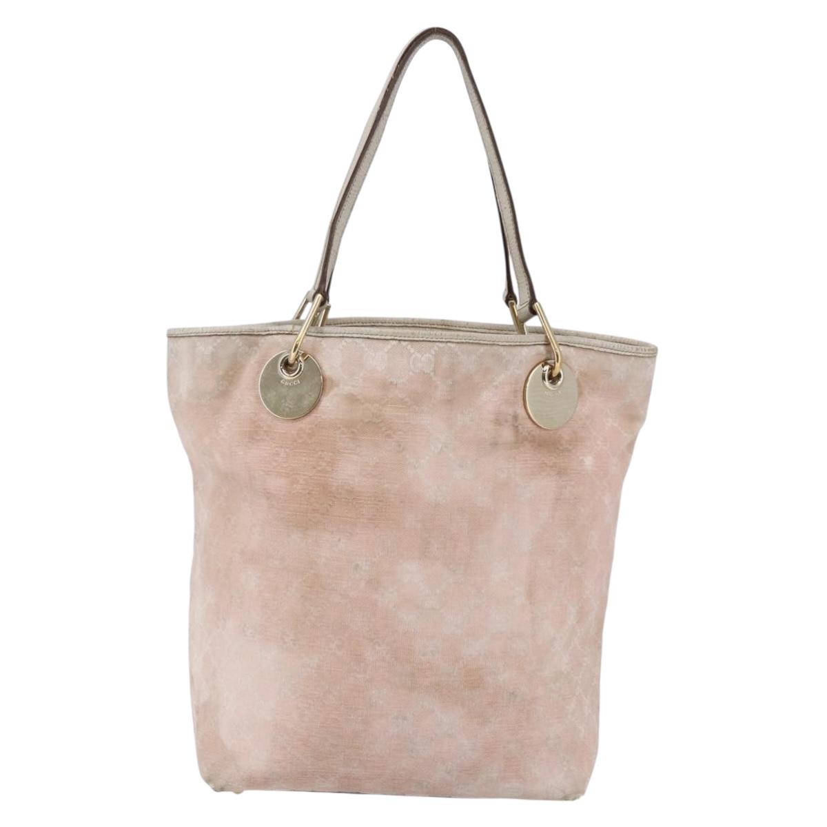 GUCCI GG Canvas Tote Bag Pink Gold 120836 Auth hk3124