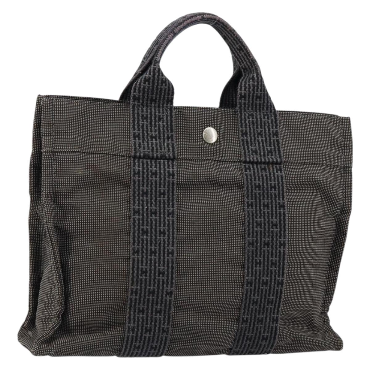 HERMES Her Line PM Tote Bag Canvas Gray Auth hk3125