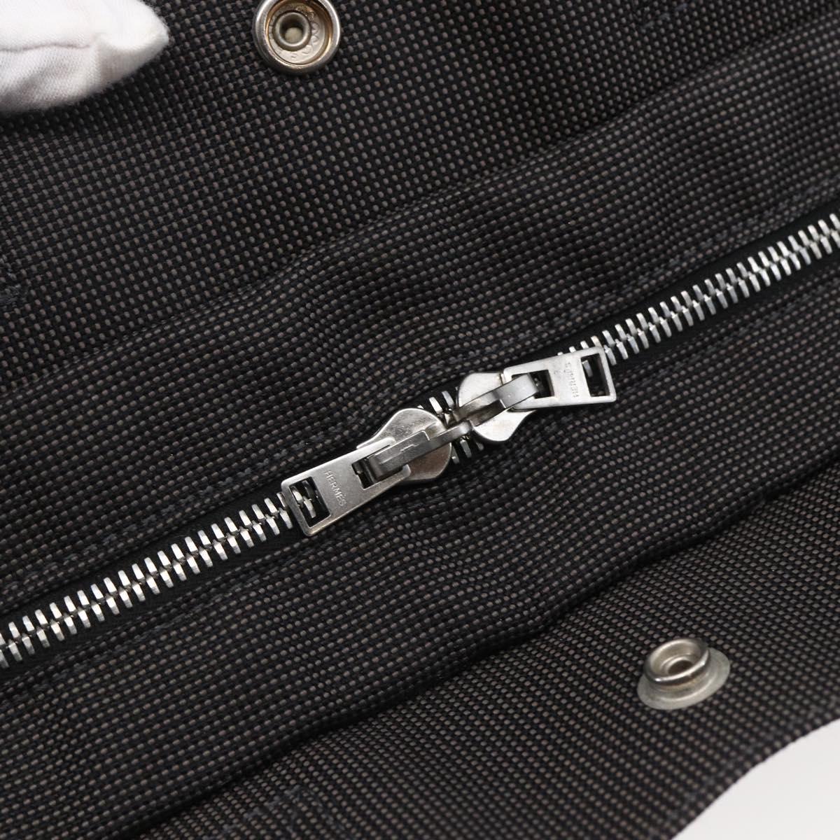 HERMES Her Line MM Hand Bag Canvas Gray Auth hk3126