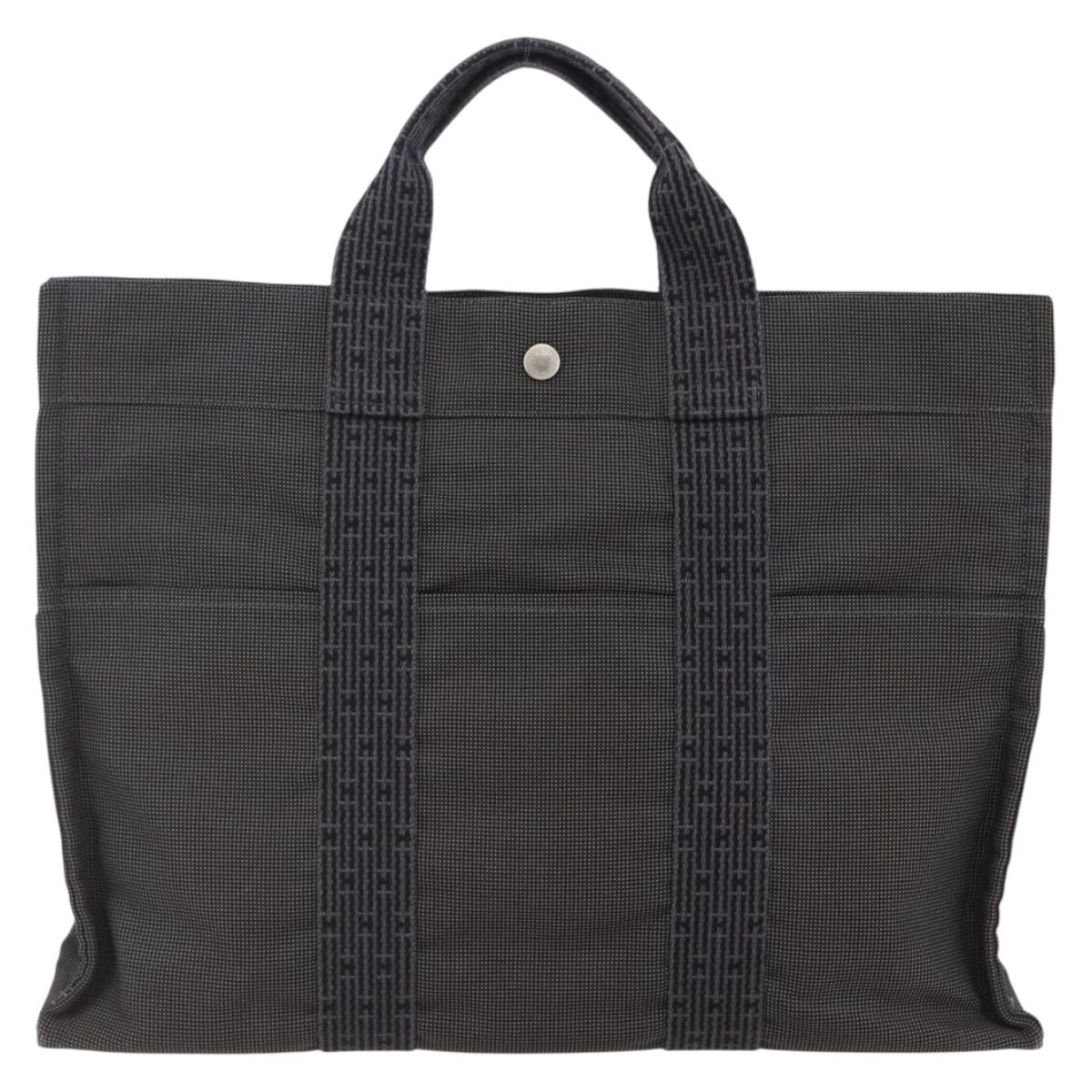 HERMES Her Line MM Hand Bag Canvas Gray Auth hk3126