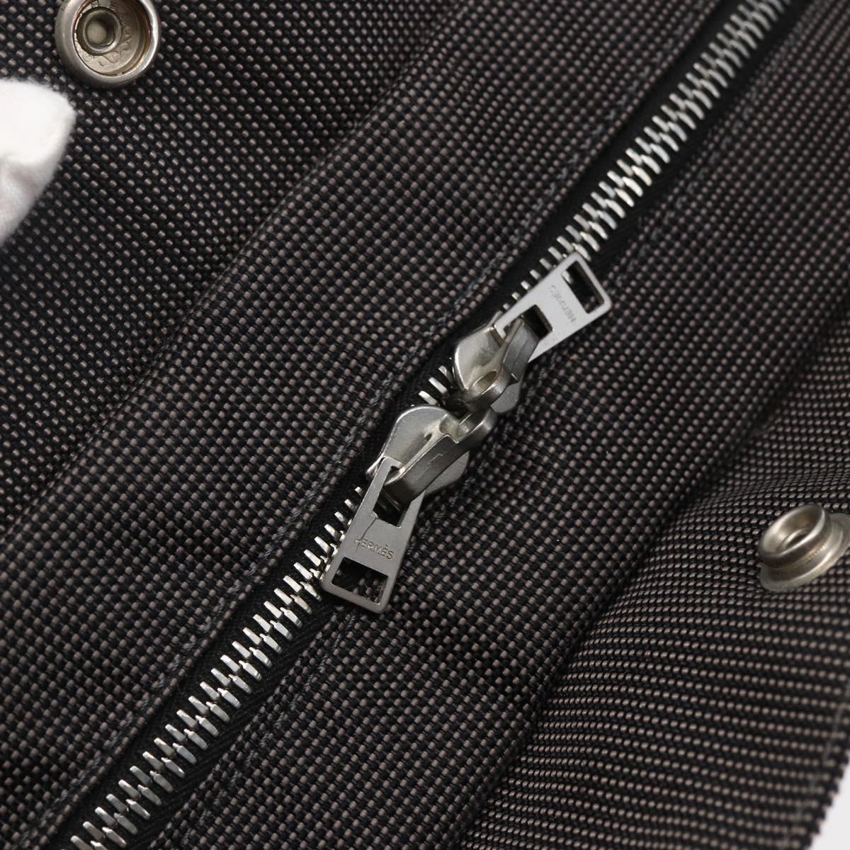 HERMES Her Line MM Hand Bag Canvas Gray Auth hk3127