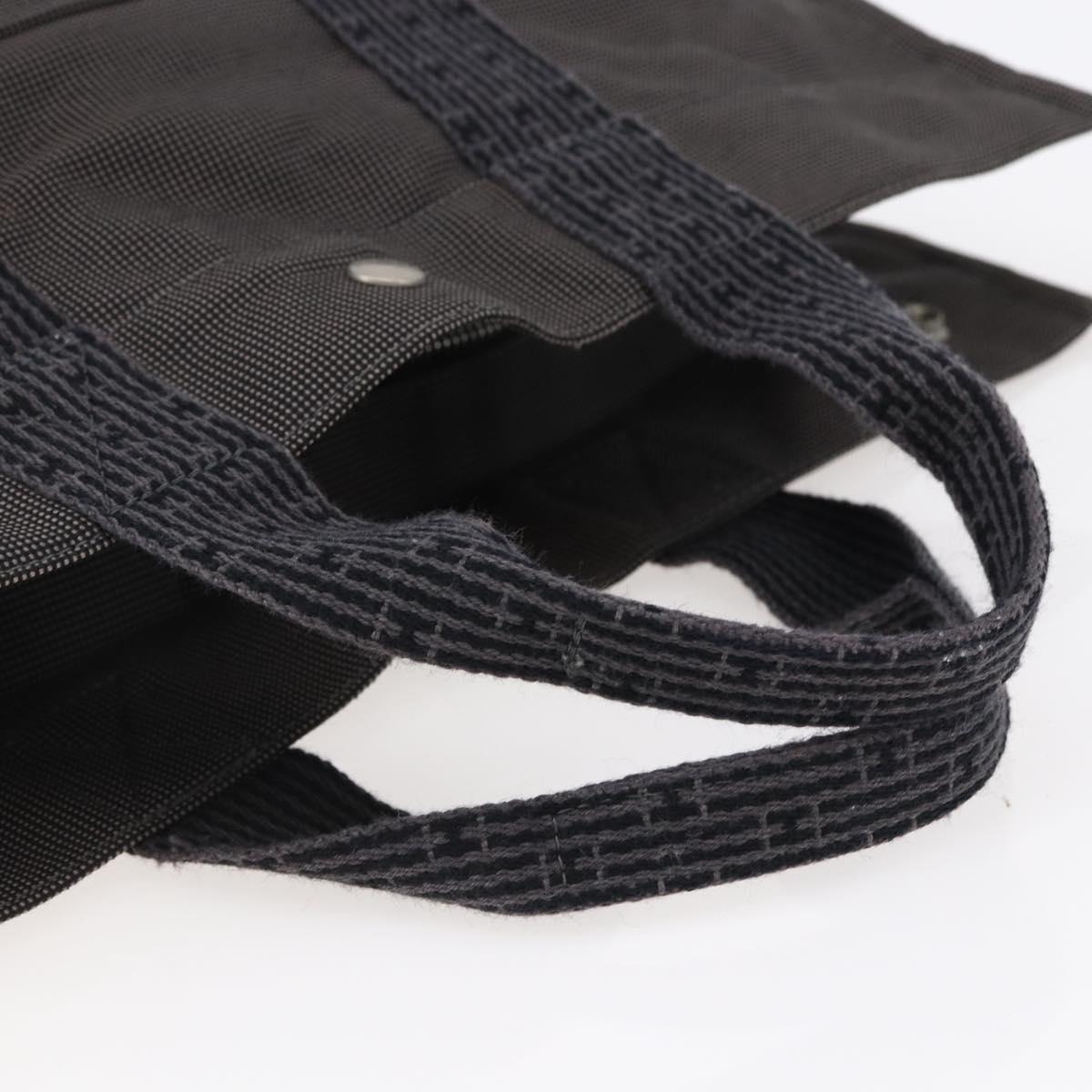 HERMES Her Line MM Hand Bag Canvas Gray Auth hk3127