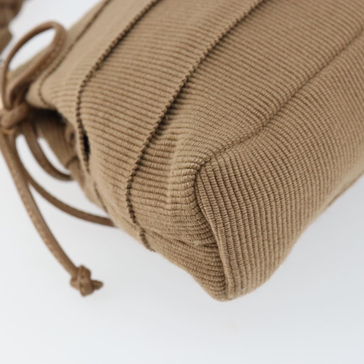 Salvatore Ferragamo Vala Shoulder Bag Nylon Beige Silver Auth hk3128