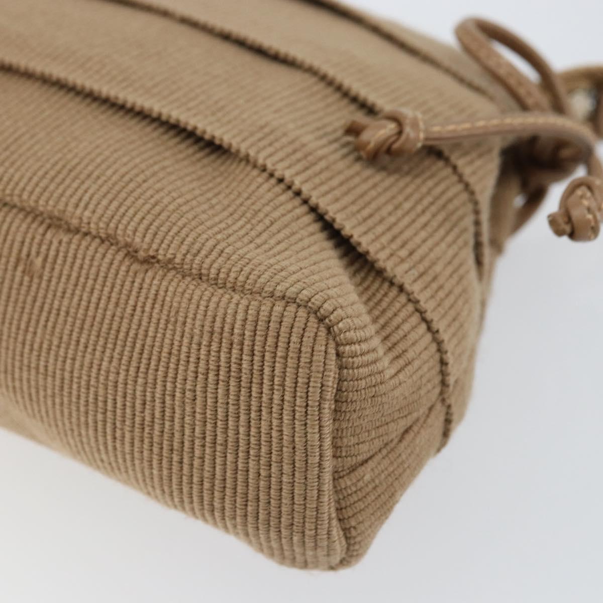 Salvatore Ferragamo Vala Shoulder Bag Nylon Beige Silver Auth hk3128