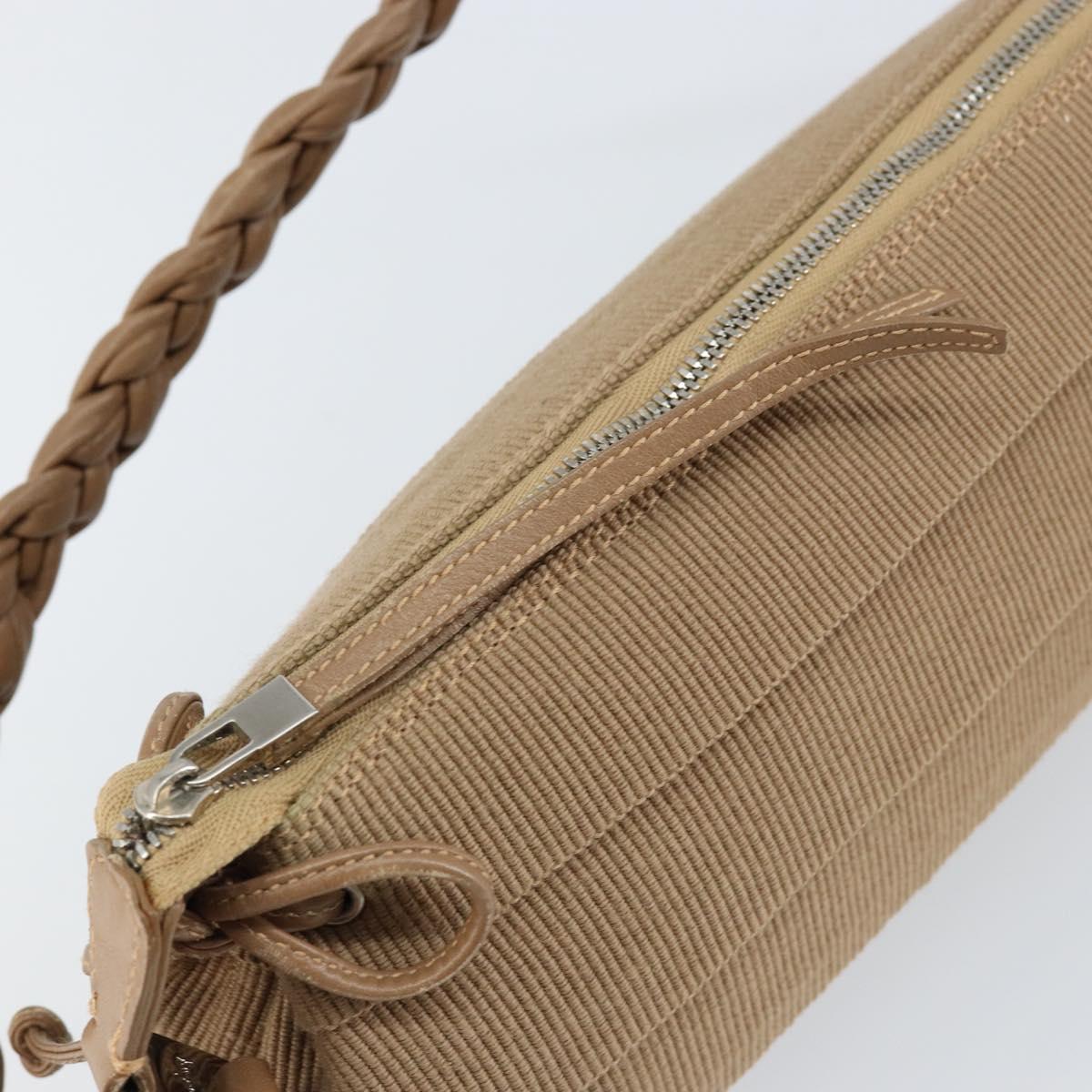 Salvatore Ferragamo Vala Shoulder Bag Nylon Beige Silver Auth hk3128