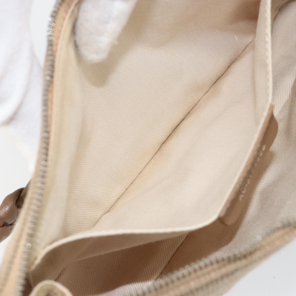 Salvatore Ferragamo Vala Shoulder Bag Nylon Beige Silver Auth hk3128