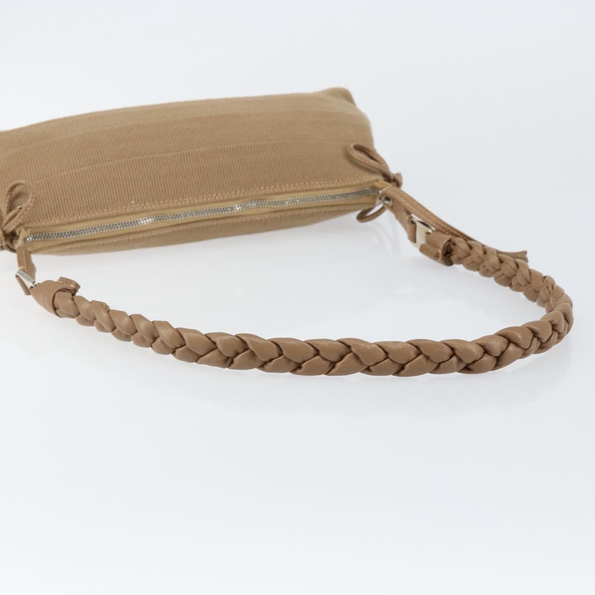 Salvatore Ferragamo Vala Shoulder Bag Nylon Beige Silver Auth hk3128