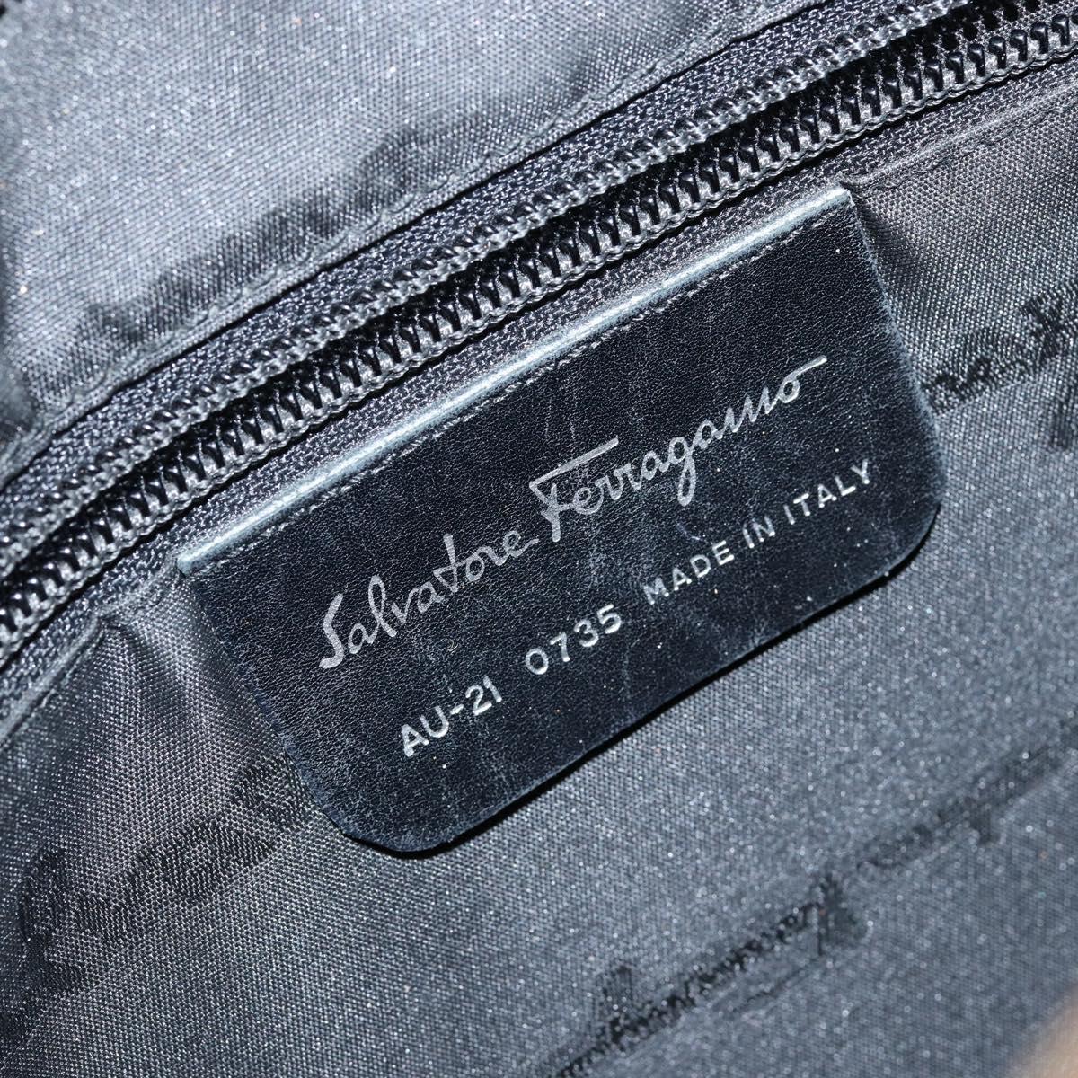 Salvatore Ferragamo Shoulder Bag Nylon Brown Silver Auth hk3129