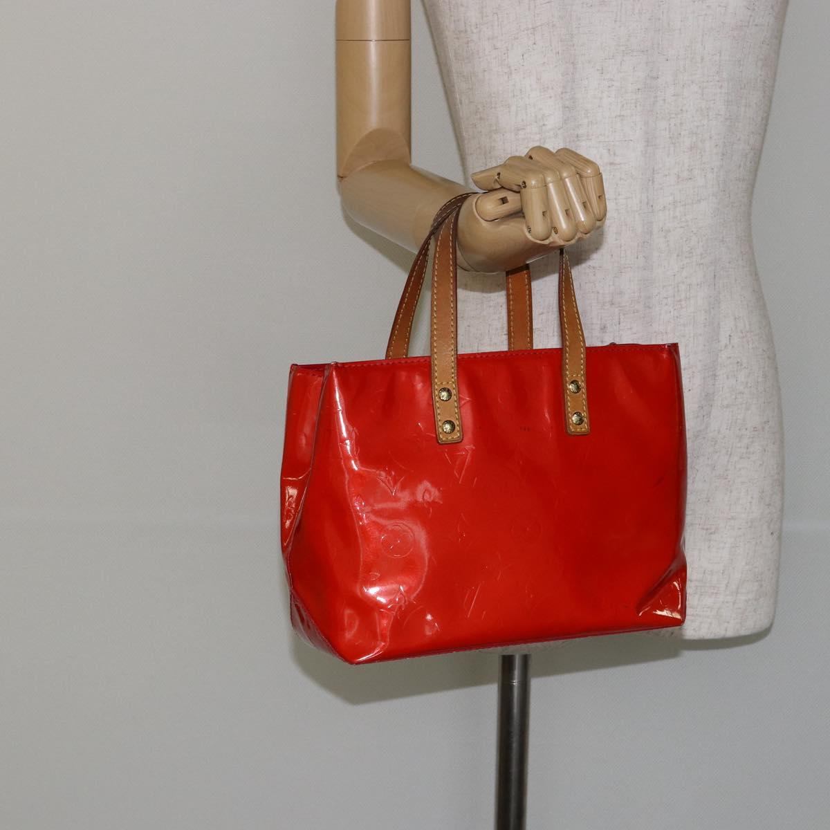 LOUIS VUITTON Monogram Vernis Reade PM Hand Bag Red Rouge M91088 LV Auth hk3139