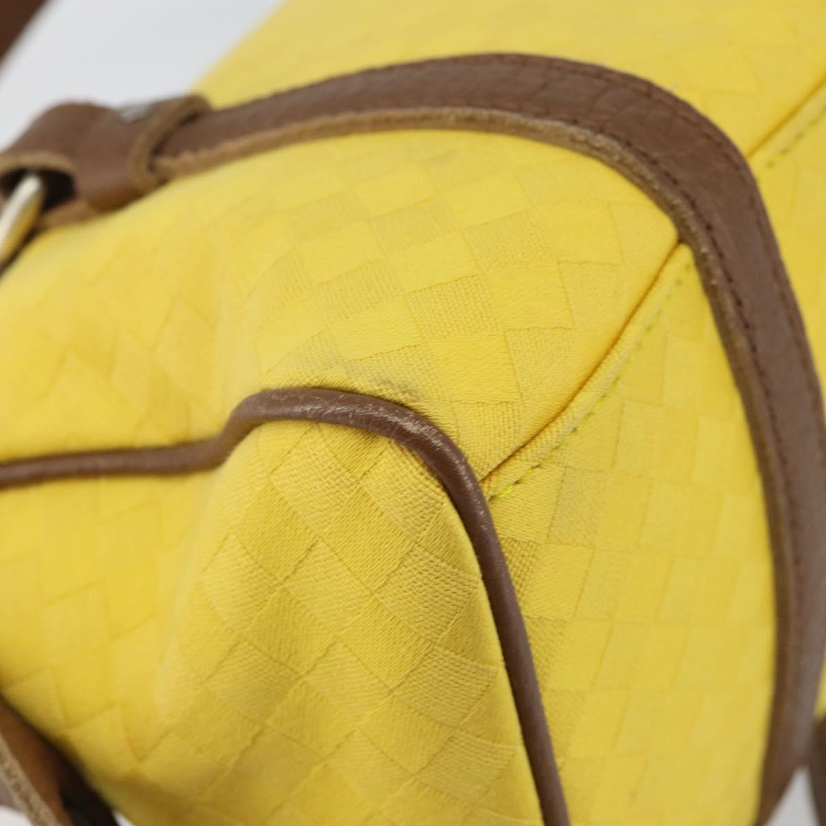BOTTEGA VENETA INTRECCIATO Hand Bag Canvas Yellow Gold Auth hk3145