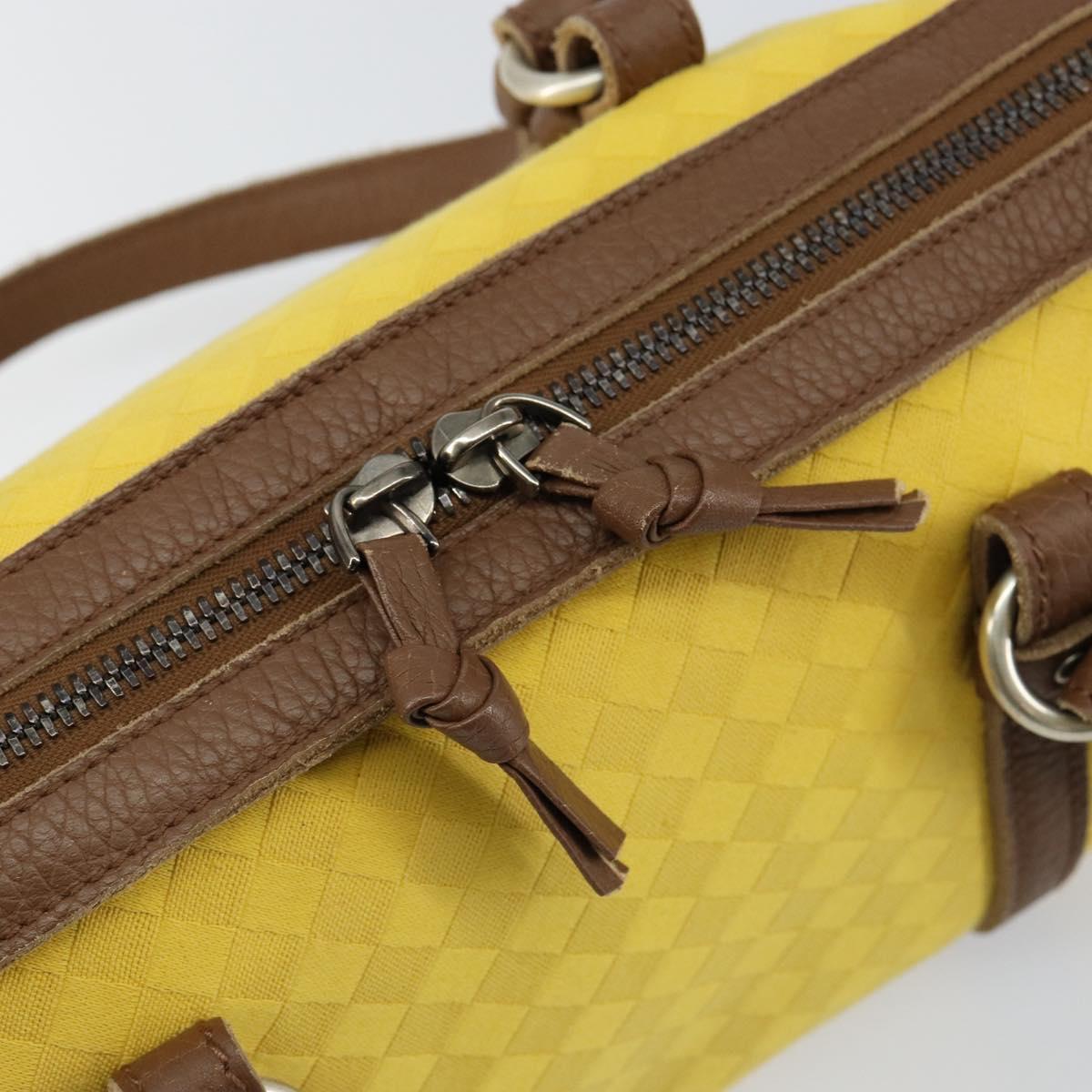 BOTTEGA VENETA INTRECCIATO Hand Bag Canvas Yellow Gold Auth hk3145