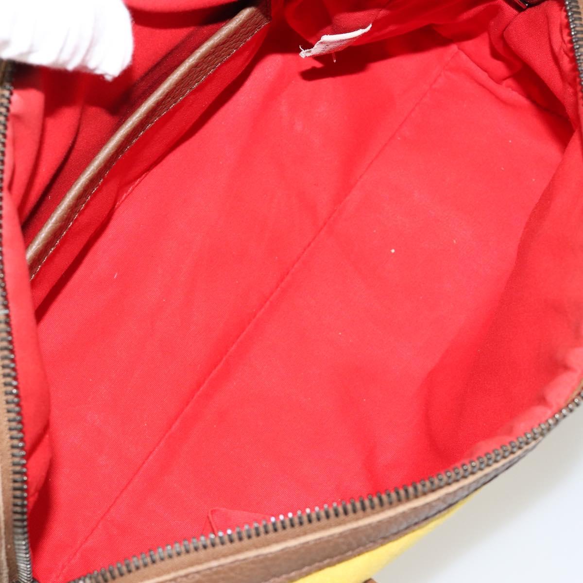 BOTTEGA VENETA INTRECCIATO Hand Bag Canvas Yellow Gold Auth hk3145