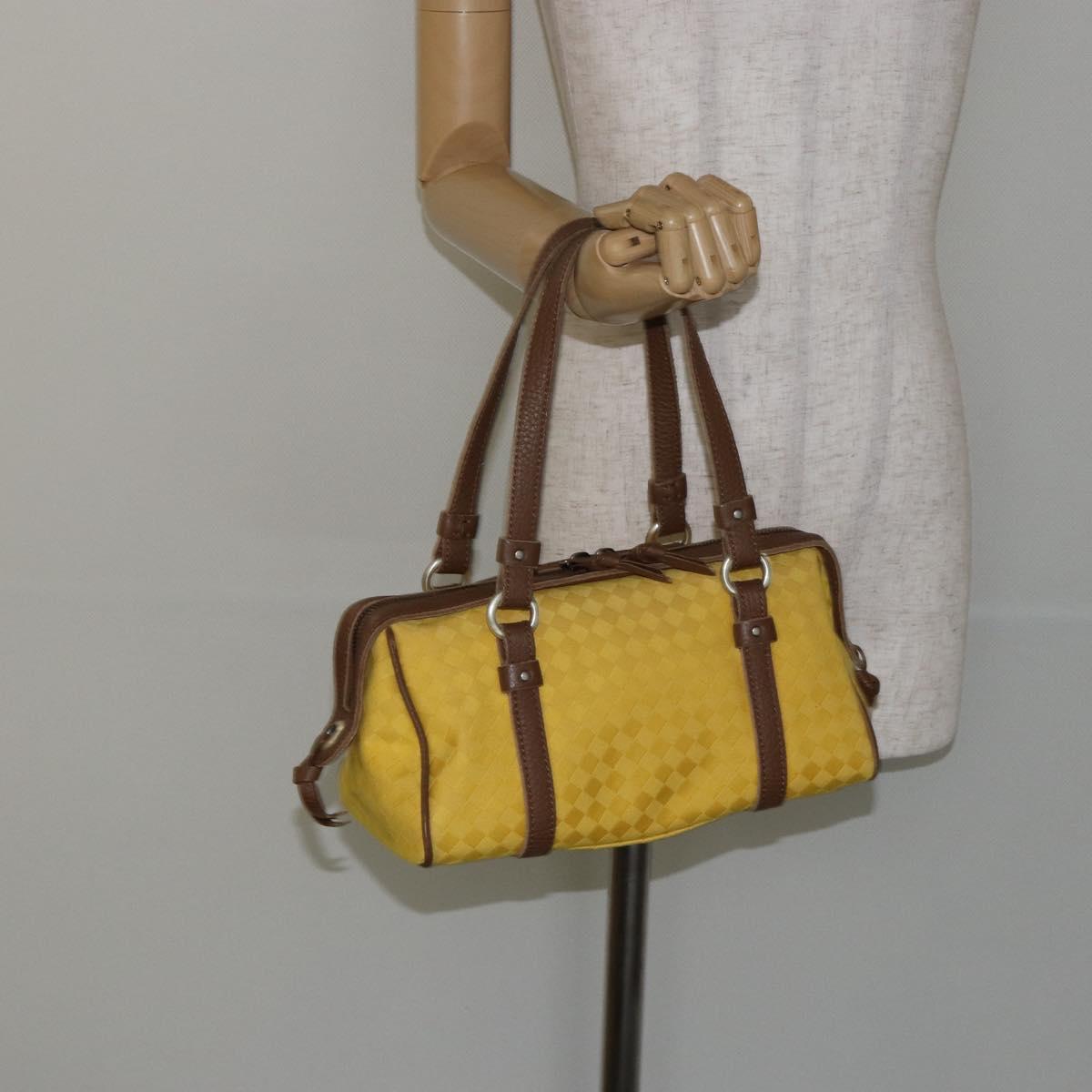 BOTTEGA VENETA INTRECCIATO Hand Bag Canvas Yellow Gold Auth hk3145