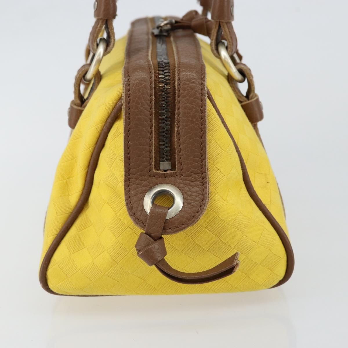 BOTTEGA VENETA INTRECCIATO Hand Bag Canvas Yellow Gold Auth hk3145