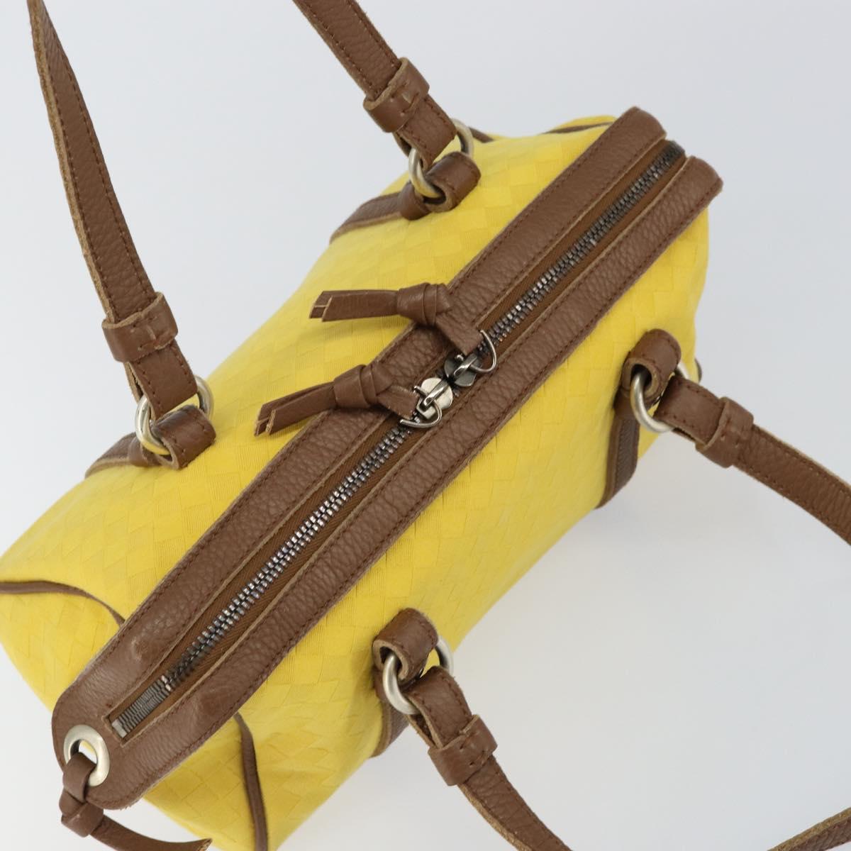BOTTEGA VENETA INTRECCIATO Hand Bag Canvas Yellow Gold Auth hk3145