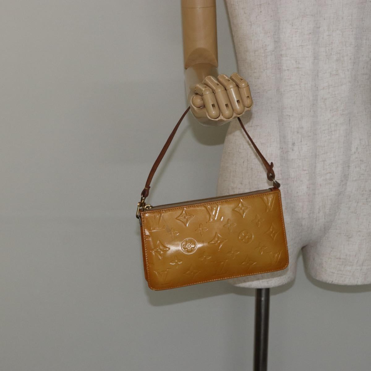 LOUIS VUITTON Monogram Vernis Lexington Pouch Beige M91010 LV Auth hk3147